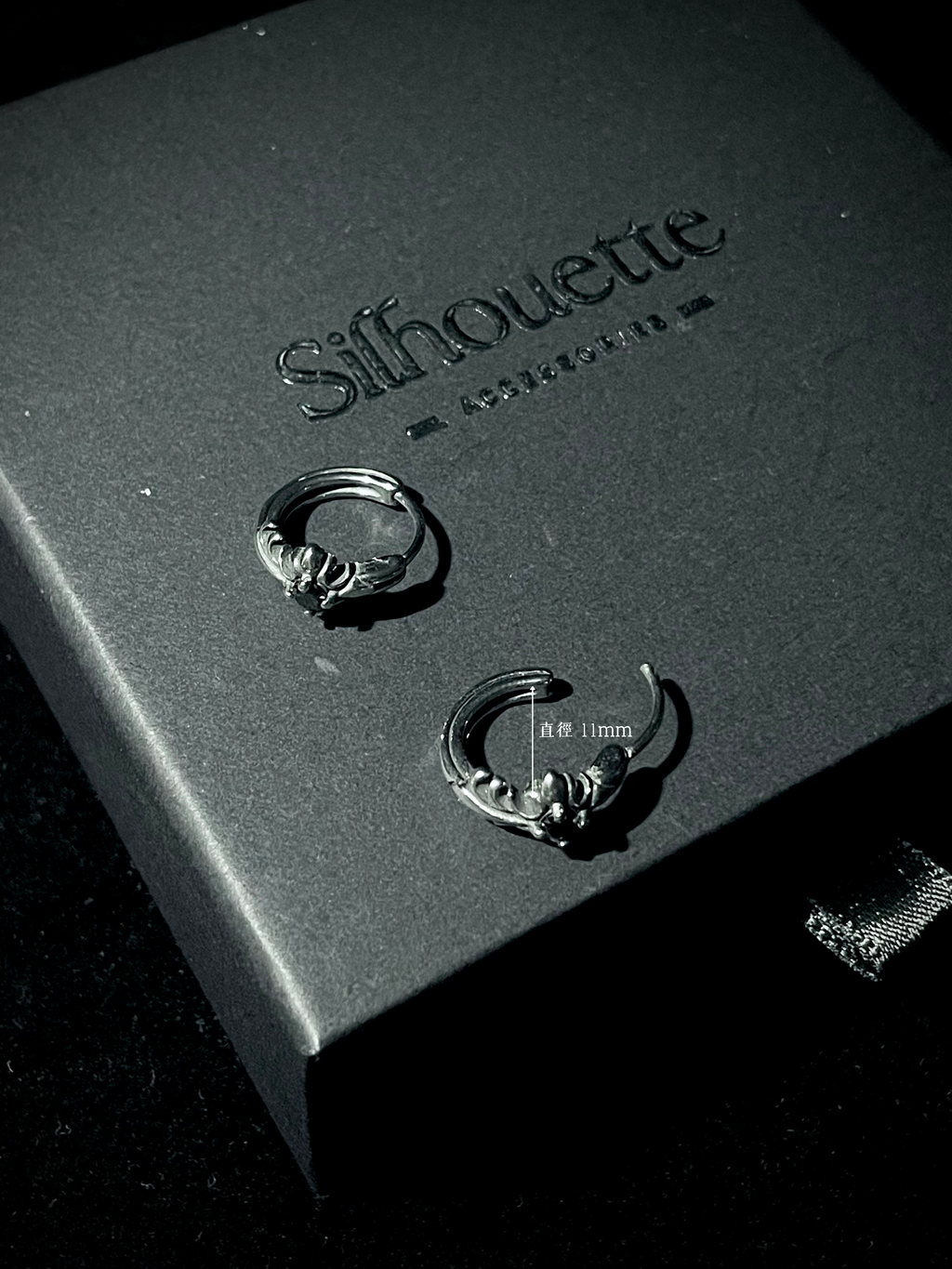 Black Cubic Cross Earring (single)