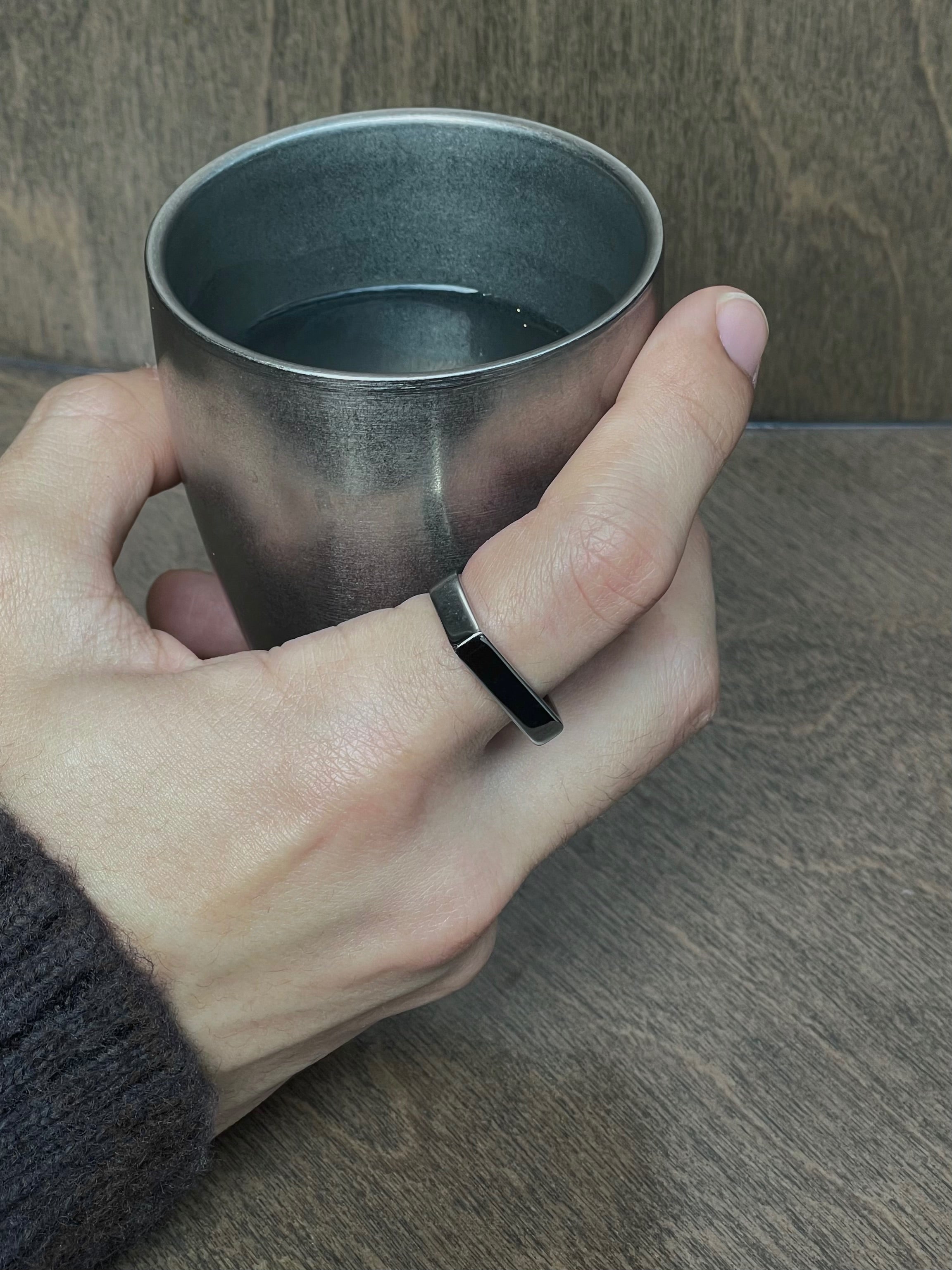 Wide Engraved Bar Ring