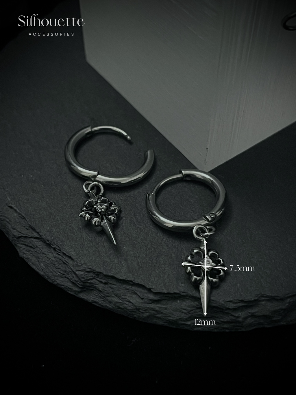 Dark Fleur Drop Earring (a pair)