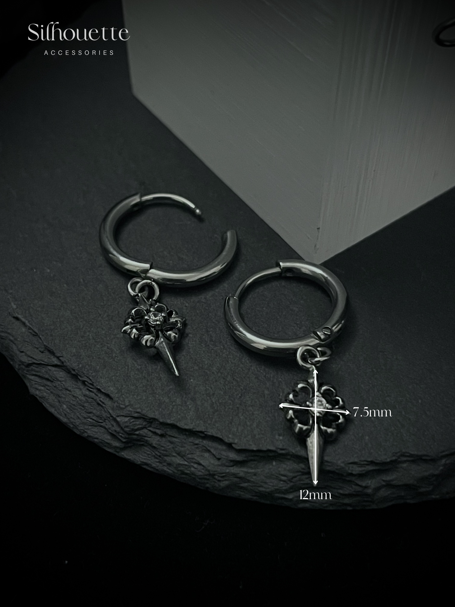 Dark Fleur Drop Earring (a pair)