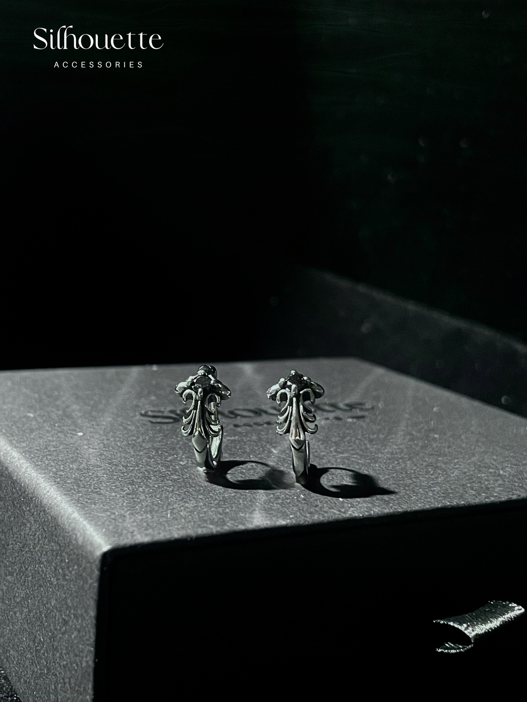 Black Cubic Cross Earring (single)