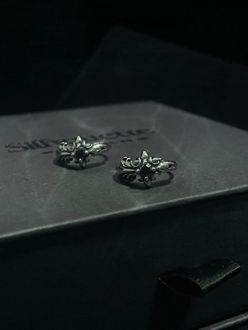 Black Cubic Cross Earring (single)
